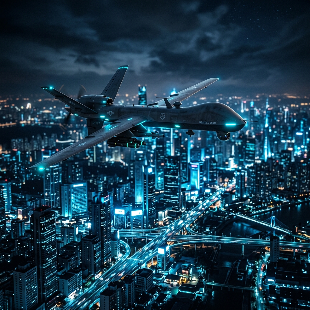 Autonomous Drone flying over city